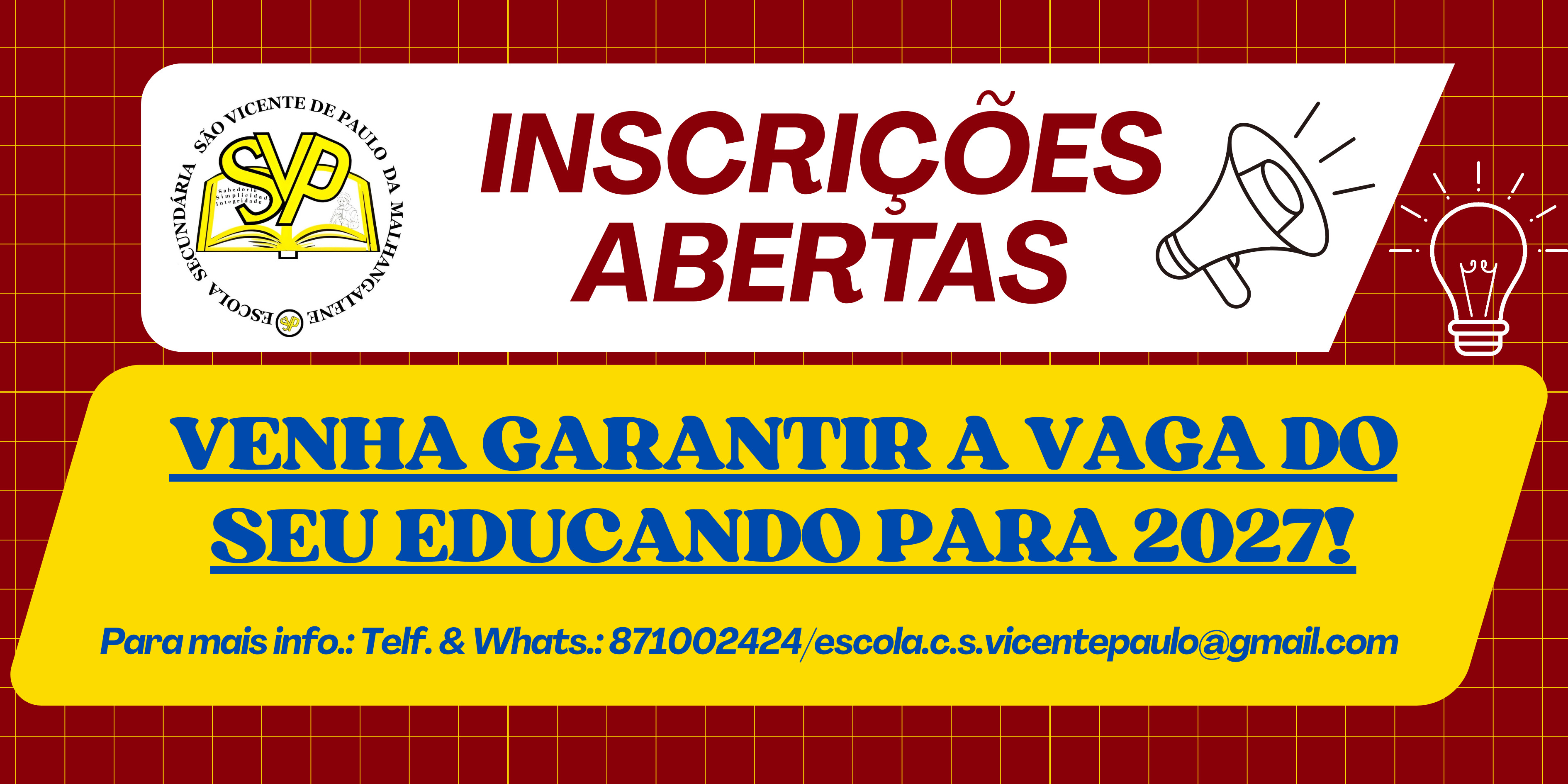 Inscrições para o ano lectivo de 2027
